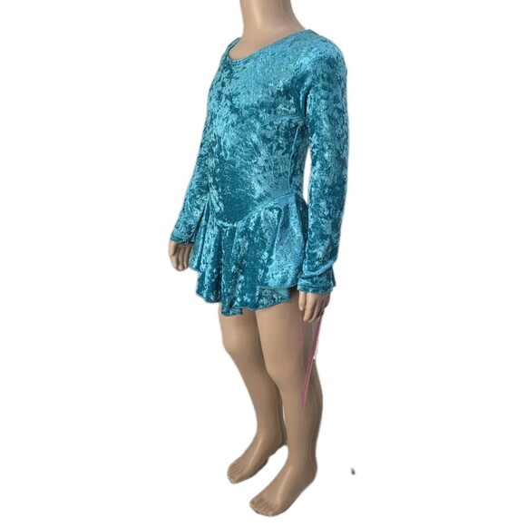 Gilda Marx VTG Bow Keyhole Crushed Velvet Dance Skate Dress Leotard Kids 4/6 - Picture 2 of 16